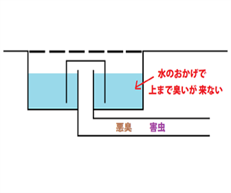 洗濯機の排水トラップの悪臭止めの仕組み